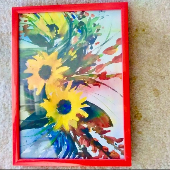 Sunflowers in Frame 5x7 Red Sunflower Diana Madaras Bright Colors Prin… - Picture 6 of 6